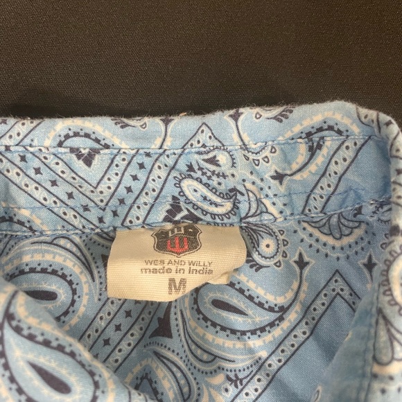 Wes And Willy North Caroline Tar Herls Mens Blue Short Sleeve Button Up Shirt M - Picture 6 of 12
